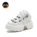 2020 Punk Stil Frauen Turnschuhe Lace-up 6 CM Plateauschuhe Frau Creepers Weibliche Casual Wohnungen Metalldekor Tenis Feminino