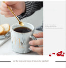 FSILE Marble Pattern Cup Gold Rim Mug Gift Box Set Coffee Cup  Couple Women Cup Flamingo Cup Ceramic with Hand Ceremony