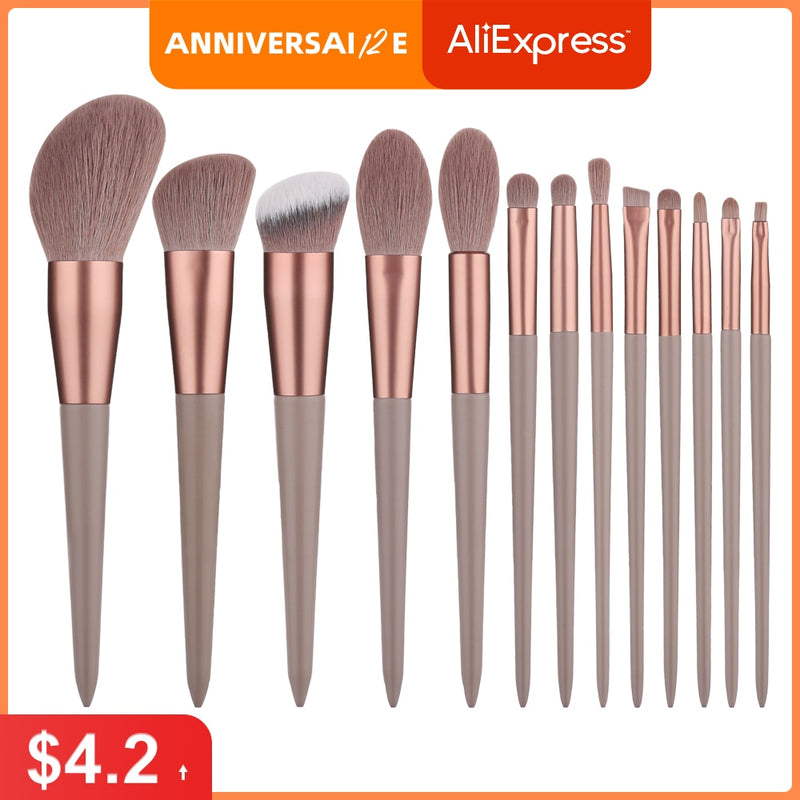 FLD 8/13pcs Natural Hair Makeup Brushes Set Professional Foundation Blushes Eyeshadow Eyebrow Blending Brush Tools Maquillaje