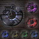 Manicure Design Wall Clock Fashion Beauty Store Wall Art Nail Salon Vinyl Record Wall Clock Nail Beauty Home Decor Gift For Her