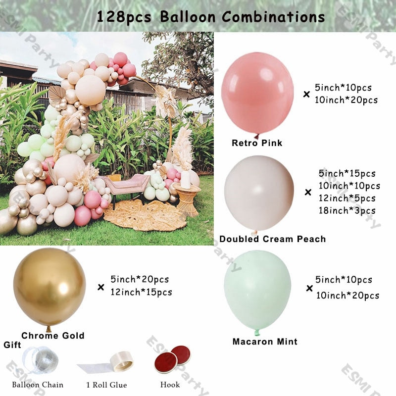 Doubled Dust Pink Boho Wedding Engagement Decoration Chrome Rose Gold Nude Balloons Garland Ballon Arch Global Birthday Decor