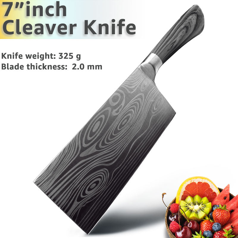 Kitchen Knife 5 7 8 inches stainless steel chef knives Meat Cleaver Santoku utility 440C lazer damacuse pattern Cooking Set