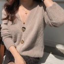 FMFSSOM Golden Shiny Button Einreiher Woolen Damen Cardigans Pullover Casual Female Warm Elegant Herbst Winter