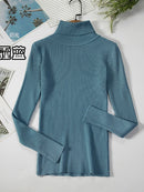 2022 suéteres básicos de cuello alto para mujer, suéter grueso y cálido para otoño e invierno, Tops ajustados, suéter de punto acanalado, Jersey suave para mujer