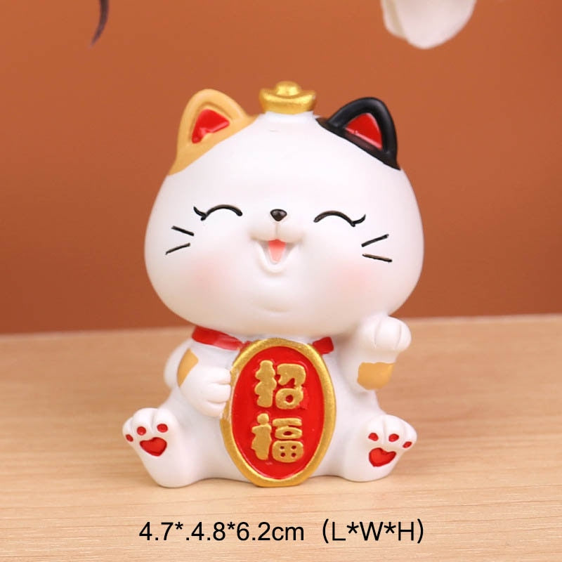 Chinese Lucky Wealth Waving Cat Gold Waving Hand Cat Home Decor Welcome Waving Cat Sculpture Statue Decor Car Ornament