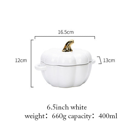 Pumpkin Shape Baking Bowl With Lid Glaze Au Gratin Soup Salad Bowl Kitchen Bakeware Oven Party Baking Pan Supplies