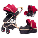 High Landscape Kinderwagen 3 in 1 mit Autositz Rosa Kinderwagen Luxus Reisekinderwagen Autositz und Kinderwagen Babytrage Kinderwagen