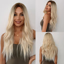 EASIHAIR largo ondulado rubio Ombre pelucas pelucas sintéticas de alta densidad para mujeres pelucas Cosplay marrón resistente al calor peluca de pelo Natural
