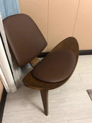 Nordic Massivholz Rückenlehne Wohnzimmer Stühle Lazy Leisure Sessel Haushaltsmöbel Modernes Leder Einzelsofa Shell Chair
