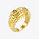 ENFASHION Chunky Lines Rings For Women Gold Color Elegant Ring Stainless Steel Friends Gifts Fashion Jewelry Anillos Mujer R4069