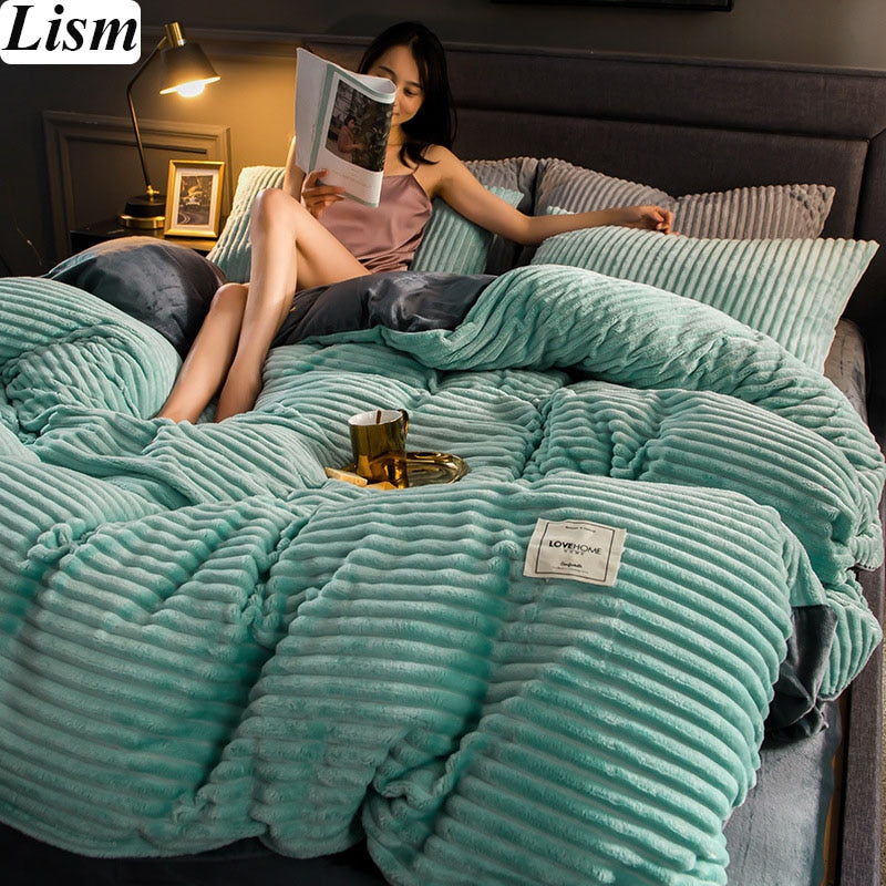 Solid Color Quilt Cover Soft and Skin-friendly Thick Warm Duvet Cover Twin Queen King Size Duvet Cover