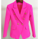 HIGH STREET Neueste 2022 Designer Jacke Mode Damen Klassische Slim Fit Zweireiher Löwe Knöpfe Blazer Babyblau