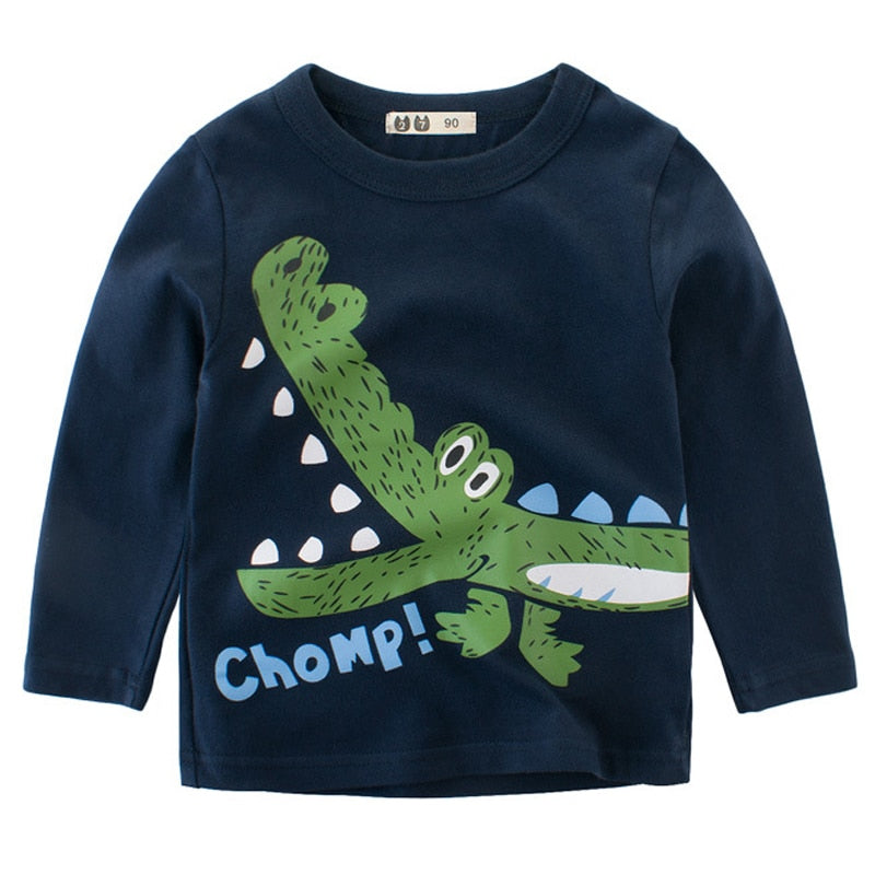 95% BAUMWOLLE Jungen T-Shirts Frühling Herbst Langarmshirts Kinder Dinosaurier Sweatshirt Kinder Jungen Shirts Kleidung Jungen Kleidung