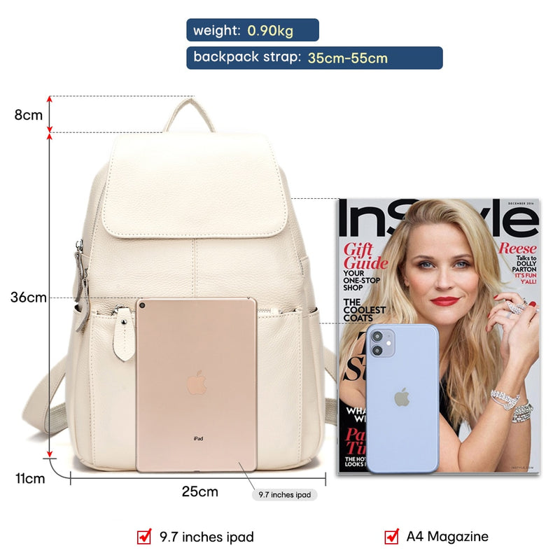 Zency moda suave cuero genuino grande mujer mochila alta calidad A + señoras diario Casual viaje bolsa mochila escolar libro