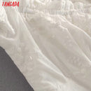 Tangada fashion women white embroidery cotton dress French style short sleeve ladies summer beach dress vestidos 1T17
