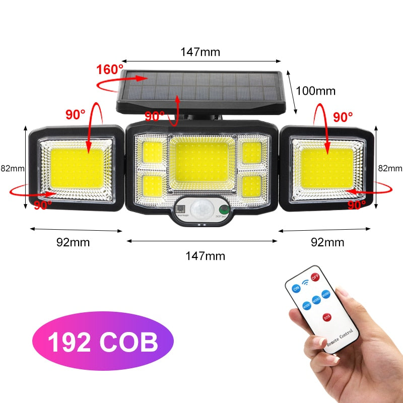 138 171 192 LED Solar Light Outdoor 3 Head Motion Sensor Wide Angle Illumination Waterproof Solar Wall Lamp Garden Garage Lights
