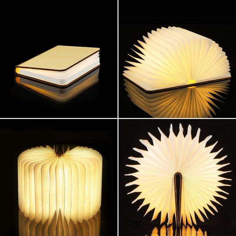 Portátil 3 colores 3D creativo LED libro noche luz madera 5V USB recargable magnético plegable escritorio lámpara de mesa decoración del hogar