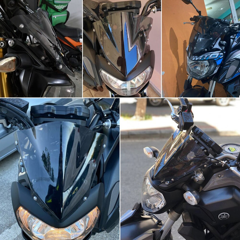 Parabrisas de motocicleta MT 07 FZ 07 para Yamaha MT07 FZ07 2014-2020, Deflector de viento para Moto de PVC ahumado, Deflector de parabrisas de flujo de aire