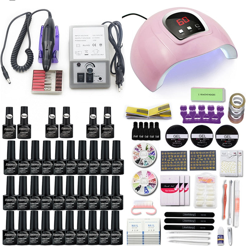 Nail Set With UV Lamp Nail Drill Machine Nail Dryer For Manicure Gel Electric Nail Drill For Nail Art Cutter Tools