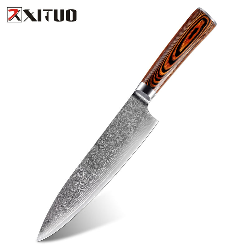 XITUO 1-4pcs kitchen knives set Japanese Damascus steel kitchen knife VG10 chef boning Paring Santoku utility knives wood handle