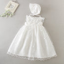Hetiso, vestido infantil blanco para bautismo, vestidos de encaje para niñas con sombrero, ropa para niños, trajes de bautizo y cumpleaños de 3 a 24 meses