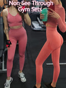 Conjuntos de mujer, chándal ajustado, sujetador transpirable, Top de manga larga, trajes sin costuras, Leggings Push Up de cintura alta, ropa de gimnasio, traje deportivo