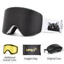 COPOZZ OTG Magnetische Skibrille Snowboard Maske für Männer Frauen Personalisierte Brillen Zylindrischer UV400 Schutz Schneebrille Erwachsene