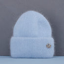 Sombrero de invierno de gran venta, sombreros de invierno de piel de conejo Real para mujer, gorros cálidos a la moda para mujer, gorro para la cabeza con cubierta sólida para adultos