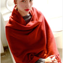 100% Wolle Schal Frauen Verdickung Kaschmir Winter Narben Tücher Mode Weibliche Pashmina Schals Übergroß Warmhalten Warps 300g