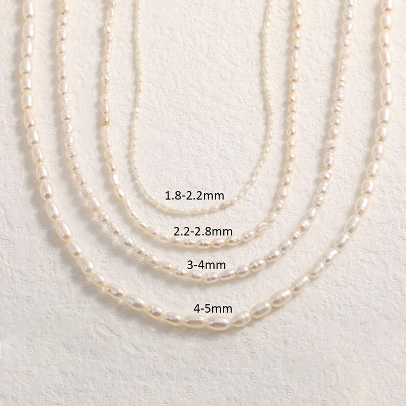 Trendy Hot New Minimalist Real Pearl Necklace 2mm/3-4mm Size Freshwater Pearl Necklace Choker Simple Delicate Jewelry for Women