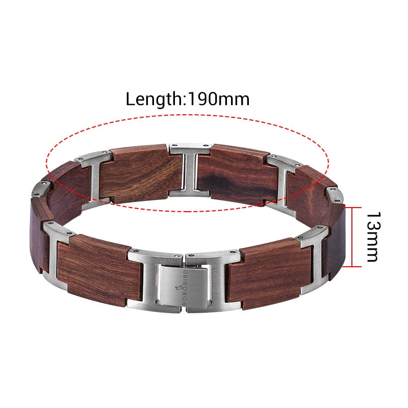 Pulsera de madera BOBO BIRD para hombres y mujeres, pulsera de eslabones, brazalete, joyería, regalo, pulsera para hombre, longitud ajustable, grandes regalos