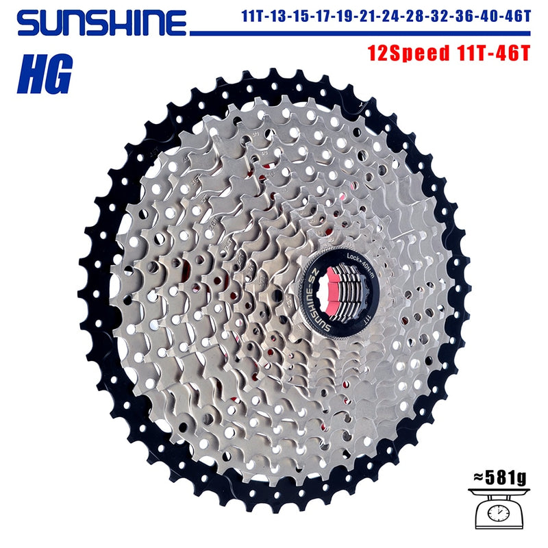 Cassette de bicicleta SUNSHINE, rueda libre de 8/9/10/11/12 velocidades, 32/36T/40T/42T/46T/50T/52T, rueda dentada de estructura HG para SHIMANO/SRAM