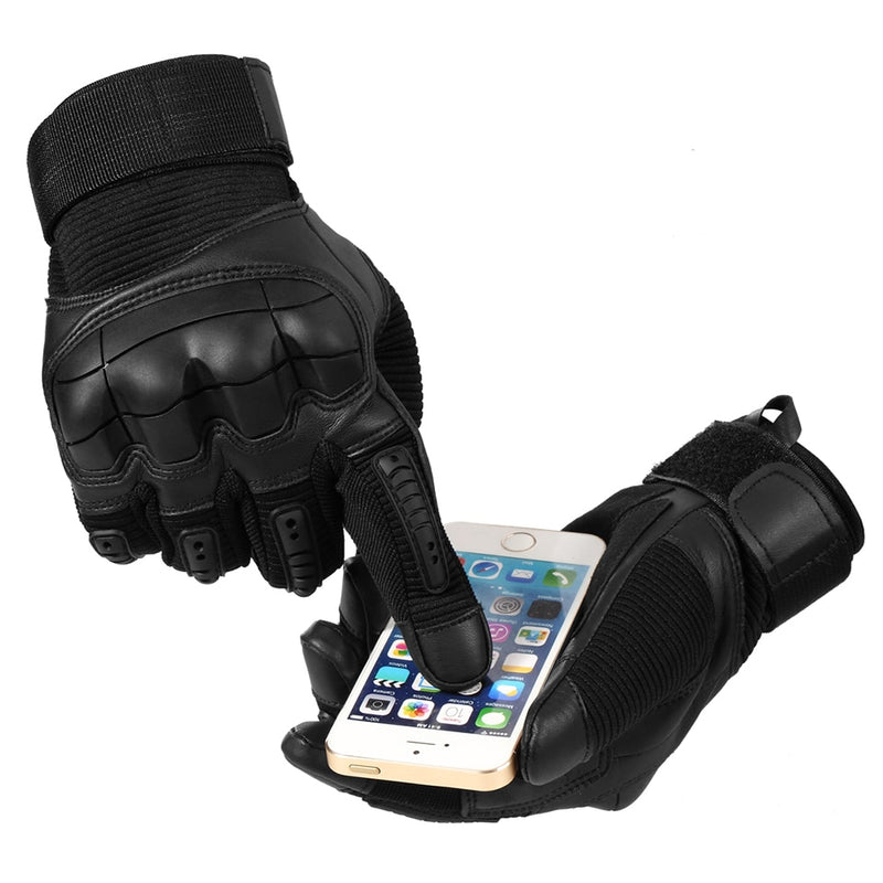 Guantes de moto de cuero PU con pantalla táctil