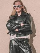 Ailegogo Neue Ankunft Winter Herbst 2022 Damen Leder Geldbörse Campera Chaqueta Cuero Mujer Modis Mantel Damen Veste Cuir De Couro