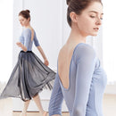 Frauen Schwarz Mesh Tanz Trikots Dreiviertel Ärmel Ballett Trikots Erwachsene Ballett Praxis Tanz Kostüm Gymnastik Trikots