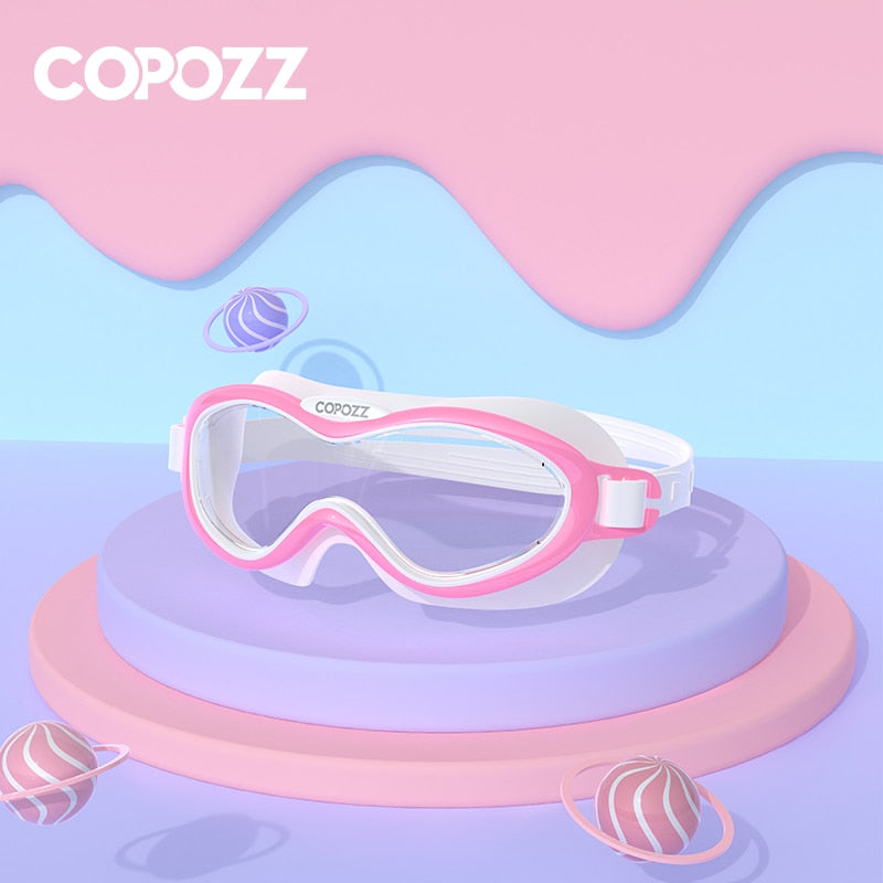 COPOZZ Kinder-Schwimmbrille Anti-Fog Wasserdichte Kinder Jugendliche Big Frame Schwimmbrille Junge Mädchen Einteilige Schwimmbrille