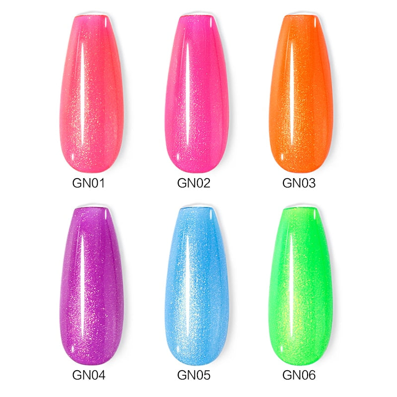 Beautilux Glitzer-Nagellack-Set, 6 Stück/Set, x 10 ml, Meerjungfrau, Platin, Regenbogen-Chamäleon, semi-permanente Nägel, Kunstlack, Lot