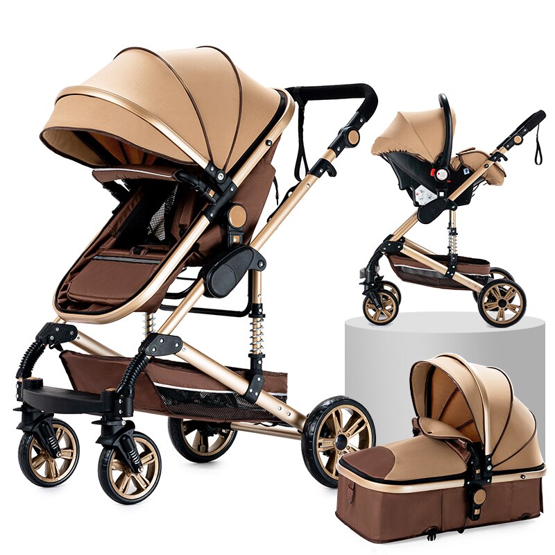 Baby Stroller 3 in 1 Portable Travel Baby Carriage Folding Prams Aluminum Frame High Landscape Car for Newborn Baby
