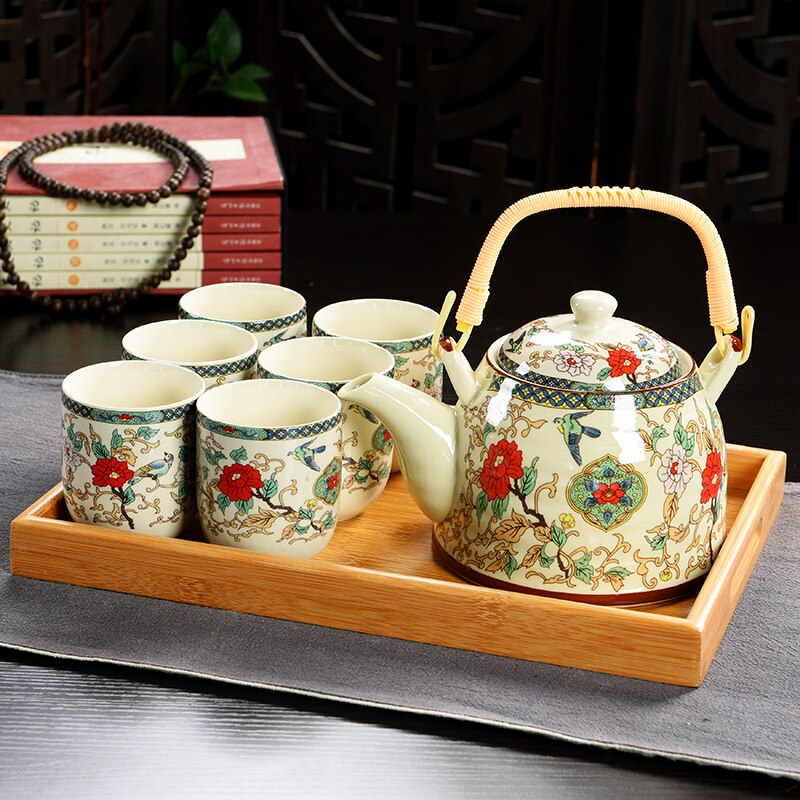 Hot Sale Yixing Ceramic Tea Set Tea Tray Outdoor Camping Mountaineering TeaSet Chinese Tea Ceremony NLSLASI tea pot and cup set