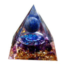 HANDGEMACHTE LAPISLAZULI-KUGEL AMETHYST-ORGON-PYRAMIDE-KRISTALL HEILENDE REIKI-ENERGIE-ORGONIT-PYRAMIDE