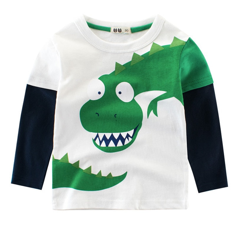 95% BAUMWOLLE Jungen T-Shirts Frühling Herbst Langarmshirts Kinder Dinosaurier Sweatshirt Kinder Jungen Shirts Kleidung Jungen Kleidung