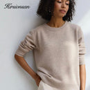 Hirsionsan Winter Oversize Pullover Damen 2022 Elegant Gestrickte Basic Pullover O Hals Lose Weich Damen Kaschmir Pullover