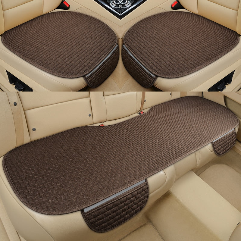 Car Seat Cover Front/ Rear/ Full Set Choose Car Seat Protector Cushion Linen Fabric Car Accessories Universal Size Anti-slip