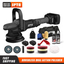 SPTA 18 V 5-Zoll-Akku-Autopolierer Dual Action 15 mm Orbit Poliermaschine mit variabler Geschwindigkeit und 4000-mAh-Akku zum Polieren