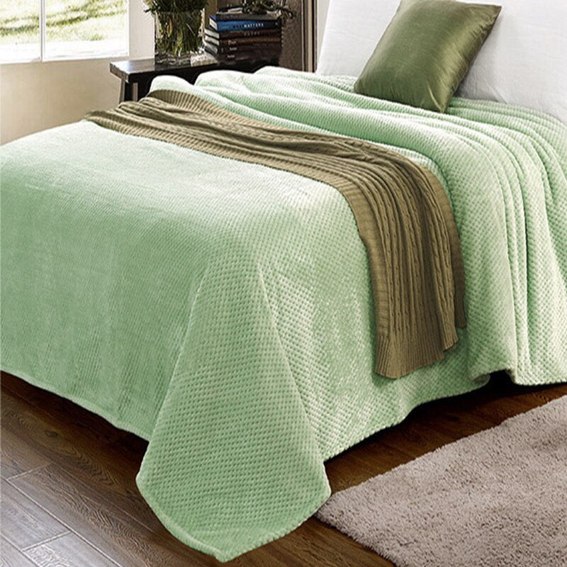 Plush Plaid Blanket Solid Color Blankets For Beds Aircraft Sofa Warm Soft Winter Flannel Fleece Throw Blanket Bedspread Bedsheet