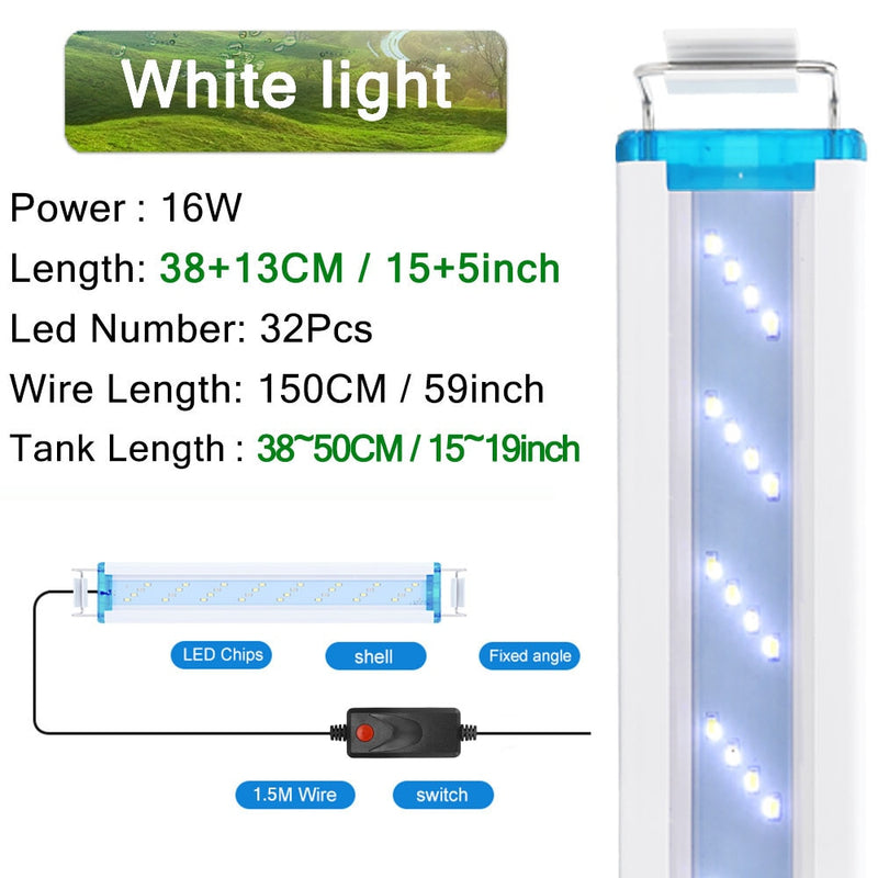 18-75 CM Super Slim LEDs Aquarium Beleuchtung Wasserpflanze Licht Erweiterbar Wasserdicht Clip auf Lampe Für Aquarium 90-260 V