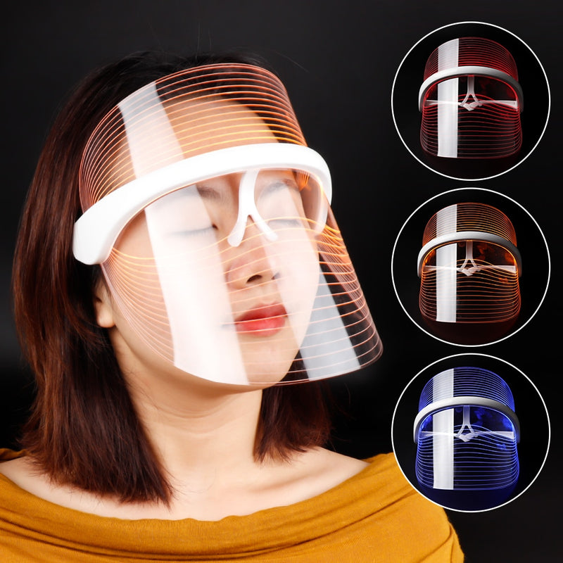 Mascarilla facial para terapia de luz LED en 3 colores, instrumento de fotones, antienvejecimiento, antiacné, eliminación de arrugas, ajuste de la piel, tratamiento de SPA Beatuy