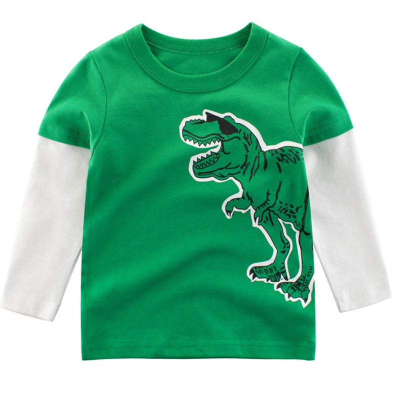 95% BAUMWOLLE Jungen T-Shirts Frühling Herbst Langarmshirts Kinder Dinosaurier Sweatshirt Kinder Jungen Shirts Kleidung Jungen Kleidung