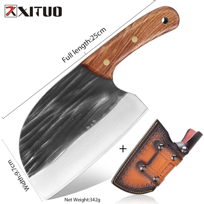 XITUO Superior Professional Handmade Forged Carbon Steel Chef Kitchen Slicing Chopping Kitchen Knife Traditional Cooking Tools