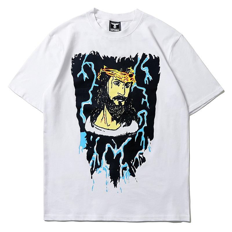 Kanye West Kids See Ghosts Übergroßes T-Shirt für Herren, Tour-Gedenkdruck, Retro, lockeres Harajuku-T-Shirt mit Rundhalsausschnitt und kurzen Ärmeln